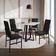 Conjunto De Jantar Mesa Mônaco Premium 90cm Branca Com 4 Cadeiras Estofadas Pretas Preto