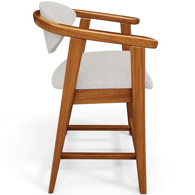 Banqueta Baixa Para Cozinha Sala de Jantar Bancada Cecília L02 Bouclê Cru - Lyam Decor