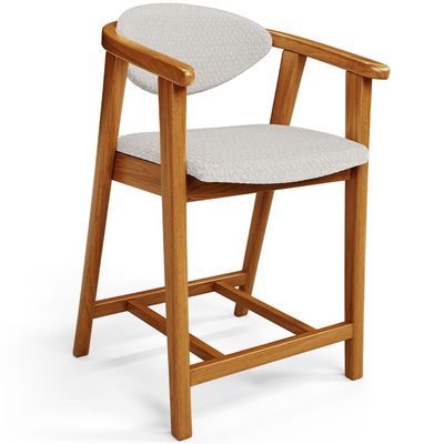 Banqueta Baixa Para Cozinha Sala de Jantar Bancada Cecília L02 Bouclê Cru - Lyam Decor