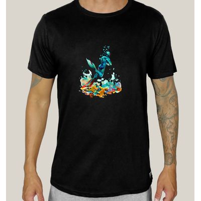Kit 3 Camisetas Masculinas Pretas Algodão Prime WSS Brasil: Dive, Toucan e Artistic Surf M / Preto