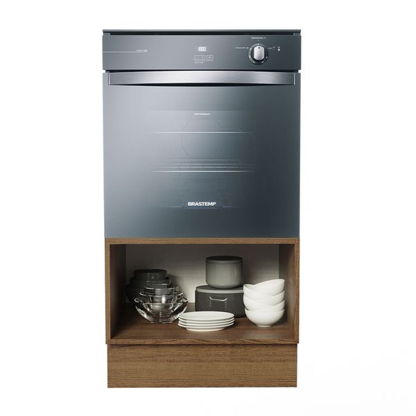 Balcão para Forno e Micro-Ondas Madesa Glamy 60 x 60 cm 1 Porta (Sem Tampo) Rustic/Branco Cor:Rustic Branco