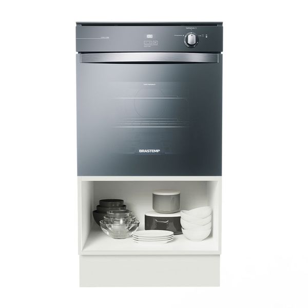 Balcão para Forno e Micro-Ondas Madesa Agata 60 x 60 cm 1 Porta (Sem Tampo) Branco/Cinza Cor:Branco Cinza