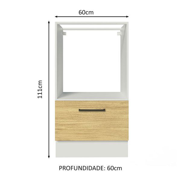 Balcão para Forno e Micro-Ondas Madesa Agata 60 x 60 cm 1 Porta (Sem Tampo) Branco/Carvalho Cor:Branco Carvalho