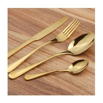 Garfo de Mesa Dourado Talheres Aço Inox Jogo 12un