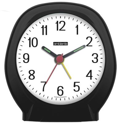 Despertador Quartz Ambiente Ref: 1604-034 Preto Redondo