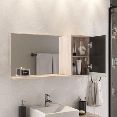 Conjunto Gabinete Banheiro Prisma 80cm Gabinete + Cuba + Espelheira Com Vidro Madeirado Preto