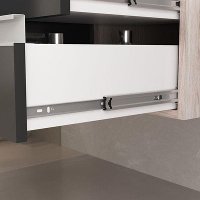 Conjunto Gabinete Banheiro Prisma 80cm Gabinete + Cuba + Espelheira Com Vidro Madeirado Preto