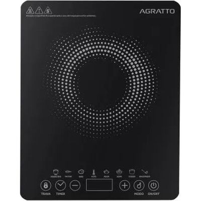 Cooktop Indução 2000W Vitrocerâmico 1 Boca Preto ACKI01I-02 Agratto 220V