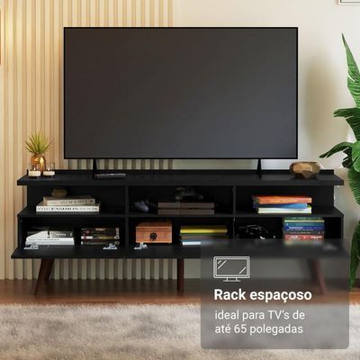 Rack Para Tv Até 65 Polegadas Com Pés Retro Preto Londres Madesa Preto