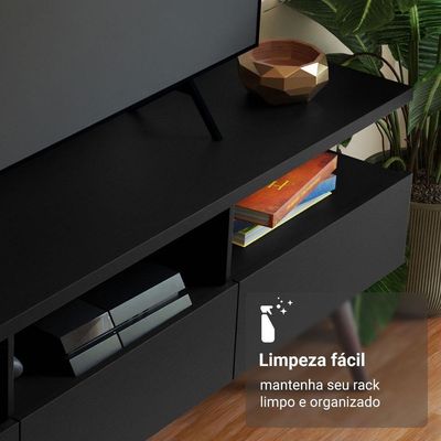 Rack Para Tv Até 65 Polegadas Com Pés Retro Preto Londres Madesa Preto