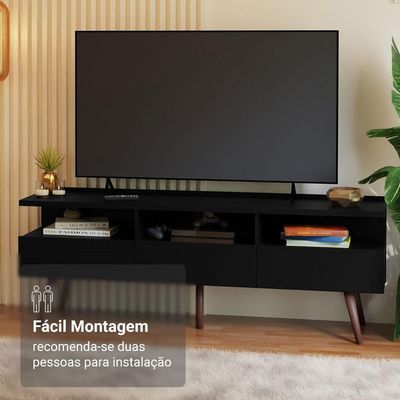Rack Para Tv Até 65 Polegadas Com Pés Retro Preto Londres Madesa Preto