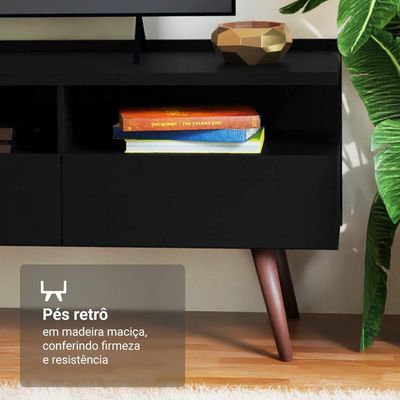 Rack Para Tv Até 65 Polegadas Com Pés Retro Preto Londres Madesa Preto