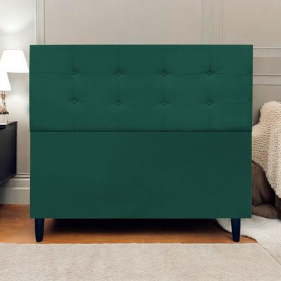 Cabeceira Decorativa Ivy Para Cama De Casal 140 Cm Suede Verde, Suede