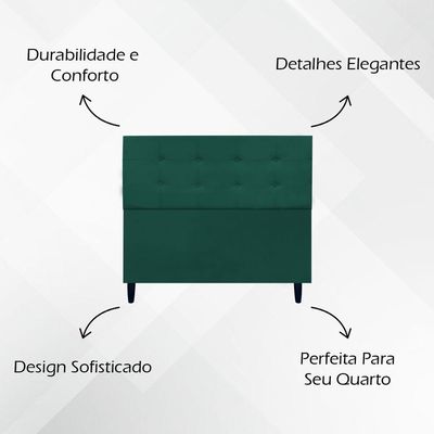 Cabeceira Decorativa Ivy Para Cama De Casal 140 Cm Suede Verde, Suede