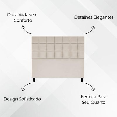 Cabeceira Decorativa Florem Para Cama De Casal 140 Cm Bege, Suede
