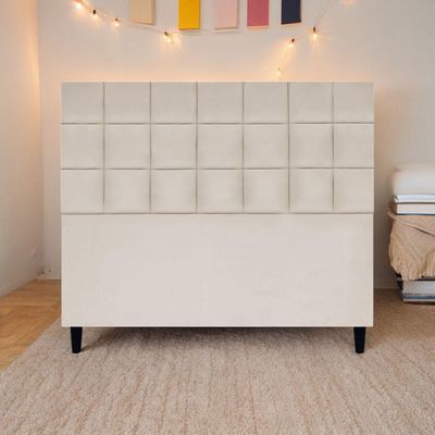 Cabeceira Decorativa Florem Para Cama De Casal 140 Cm Bege, Suede