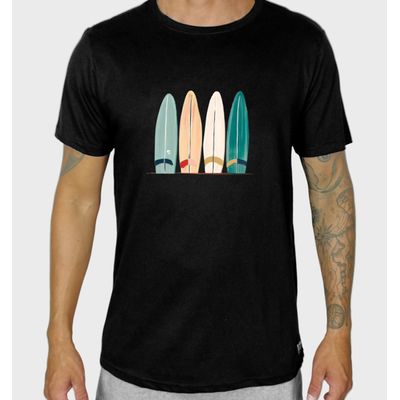 Kit 3 Camisetas Masculinas Pretas Algodão Prime WSS Brasil: Dive, Toucan e Artistic Surf G / Preto