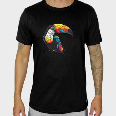 Kit 3 Camisetas Masculinas Pretas Algodão Prime WSS Brasil: Dive, Toucan e Artistic Surf GG / Preto