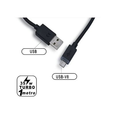 Kit com 2 Cabos USB Tipo V8  Carregamento e Transferência de Dados Rápido