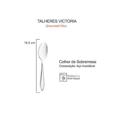 Colher de Sobremesa Colheres Talheres Aço Inox Victoria 12un