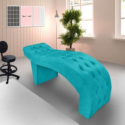 Maca Estofada Capitonê Clínica Salão Estética Suede Eduarda azul Turquesa