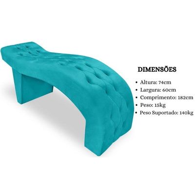 Maca Estofada Capitonê Clínica Salão Estética Suede Eduarda azul Turquesa