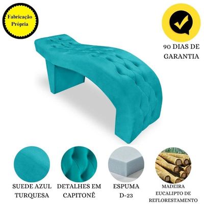 Maca Estofada Capitonê Clínica Salão Estética Suede Eduarda azul Turquesa