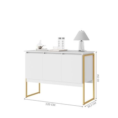 Aparador Dourado 3 Portas Branco Dourado