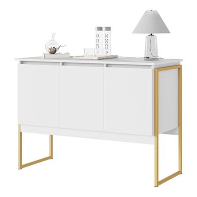 Aparador Dourado 3 Portas Branco Dourado