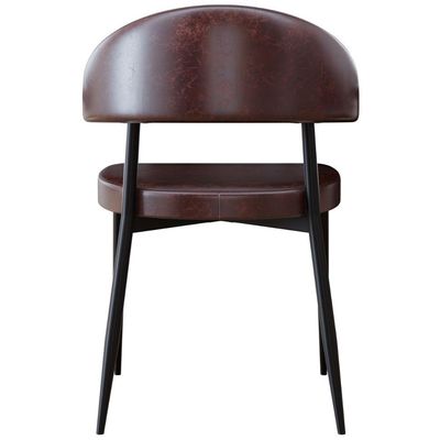 Cadeira Estofada Para Sala de Jantar Serena Preto C01 Courino Café - Lyam Decor