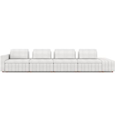 Sofá Ilha com Puff para Sala Living 425cm Amber M03 Bouclê Branco - Lyam Decor