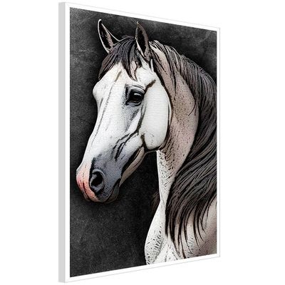 Quadro Decorativo Cavalo Sala Moldura Branca Cx Alta 40x60