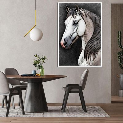 Quadro Decorativo Cavalo Sala Moldura Branca Cx Alta 40x60