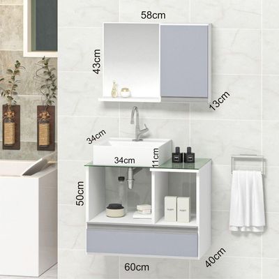 Conjunto Gabinete Venus 60cm Branco Cinza