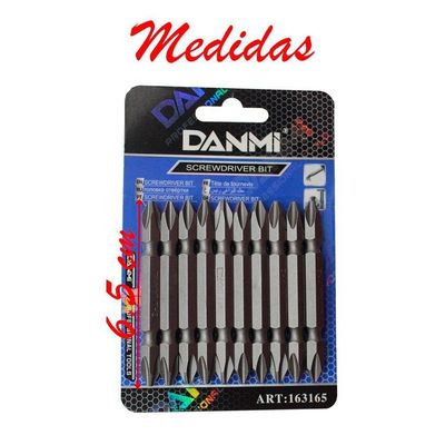 Conjunto De Ponteira Pontas Duplas Chave Phillips Ph2 10 Peças Danmi