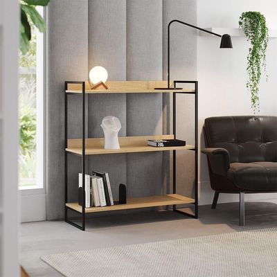 Buffet Aparador Industrial 3 Prateleiras Córdoba 95cm Preto E Castanho Marrom