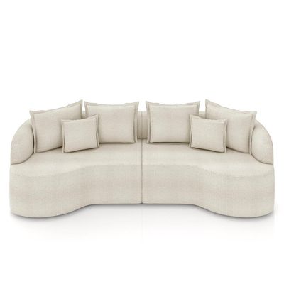 Sofá Living Decorativo Salinas 3 Lugares com Almofadas 250cm Modulado Bouclê Off White G33 - Gran Belo