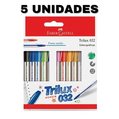 Caneta Esferográfica Trilux Com 10 Cores 5 Unidades Faber-castell