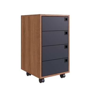 Conjunto de Escrivaninha Steel Wood com Gaveteiro 4 GV e Estante Livreiro Office 1 PT Grafite e Mel
