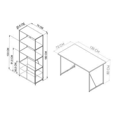 Conjunto para Escritório Steel Wood com Escrivaninha e Estante 2 PT Preto e Oro