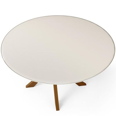 Mesa De Jantar 4 Lugares Tampo de Vidro Redonda Cora 120 cm M04 Off White - Lyam