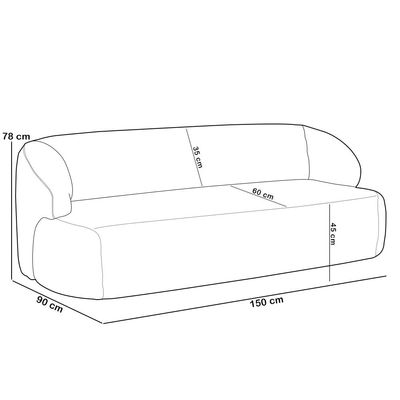Sofá 2 Lugares Curvo Orgânico Para Sala Living 150cm Barolo L06 Bouclê Branco - Lyam Decor