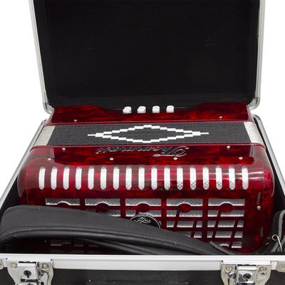 Acordeon 8 Baixos 21 Botões TA 821BS Vermelho Thommasi