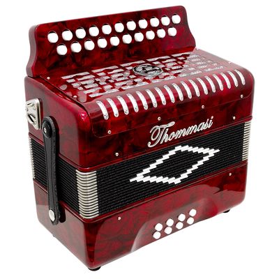 Acordeon 8 Baixos 21 Botões TA 821BS Vermelho Thommasi
