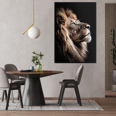 Quadro Decorativo Leão Da Fé Sala Moldura Cx Alta 100x66 Titulo Moldura Preta