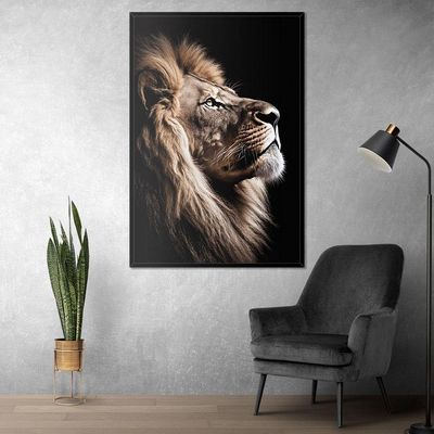 Quadro Decorativo Leão Da Fé Sala Moldura Cx Alta 100x66 Titulo Moldura Preta