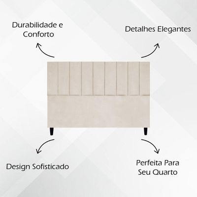 Cabeceira Decorativa Elen Para Cama King 195 Cm Suede Bege Suede