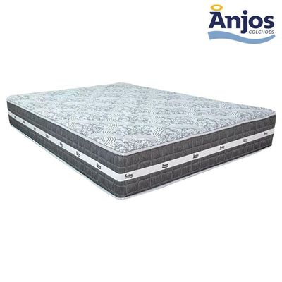 Cama Box Casal Suede + Colchão Anjos Black Graphite Molas Ensacadas 138x188x64cm Marrom