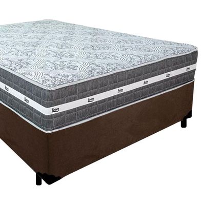 Cama Box Casal Suede + Colchão Anjos Black Graphite Molas Ensacadas 138x188x64cm Marrom