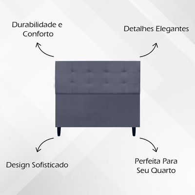 Cabeceira Decorativa Ivy Para Cama De Casal 140 Cm Suede Cinza, Suede
